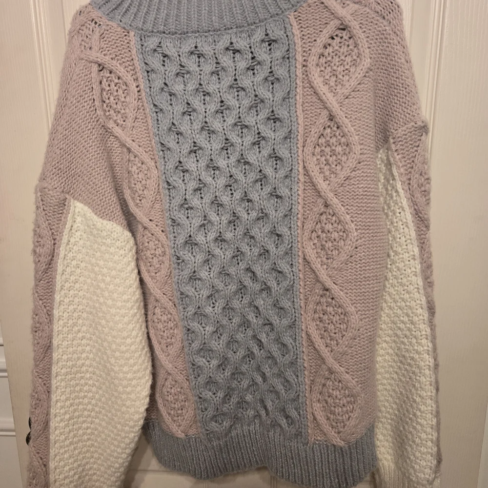 Altar'd State Textured Knit Sweater - Soft Pink, Light Gray, and Cream - Picture 2 of 4